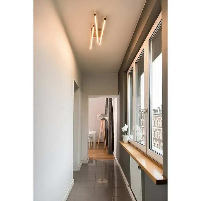 Spotlight LED-Deckenleuchte Linus - 27 W, L x B x H: 19 x 84,5 x 6,5 cm, Eiche, Warmweiß - Stimmungsaufnahme