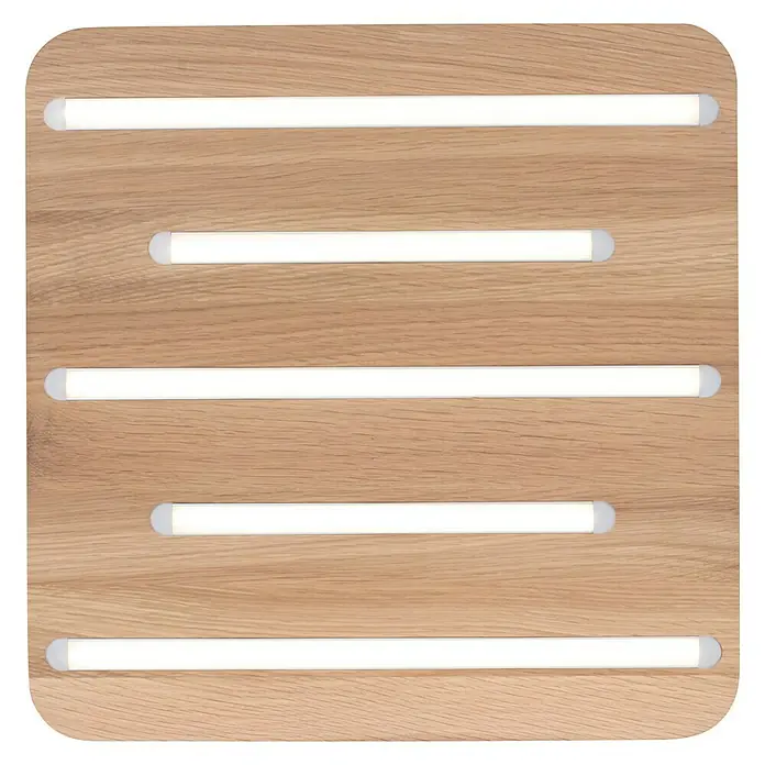 Spotlight LED-Deckenleuchte Neele - 19,5 W, L x B x H: 34 x 34 x 3,5 cm, Eiche, Warmweiß