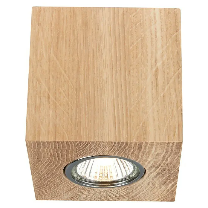 Spotlight LED-Deckenleuchte - 5 W, L x B x H: 10 x 10 x 10 cm, Eiche, Warmweiß