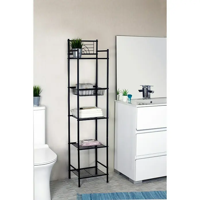 Estantería de baño Dinamic - L x An: 30 x 34 cm, Negro