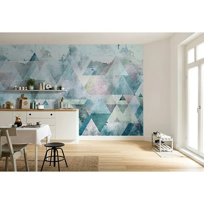 Komar Pure Fototapete Triangles Blue - 4 -tlg., B x H: 400 x 250 cm, Vlies - Stimmungsaufnahme