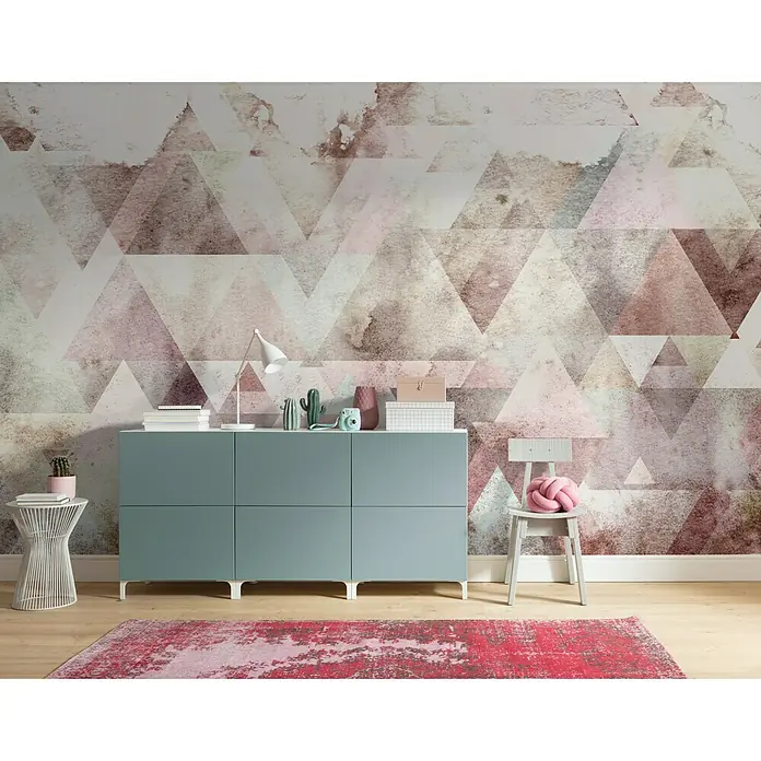 Komar Pure Fototapete Triangles Red - 4 -tlg., B x H: 400 x 250 cm, Vlies - Stimmungsaufnahme