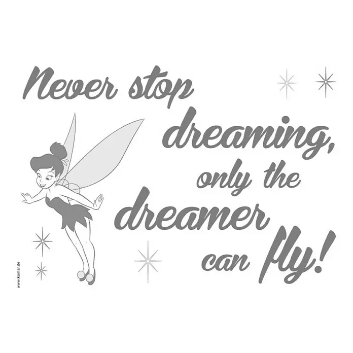 Komar Disney Edition 4 Dekosticker Never Stop Dreaming - 14 -tlg., Grau/Weiß - Vorderansicht