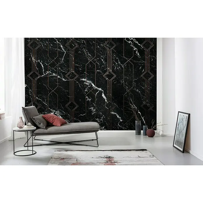 Komar Pure Fototapete Marble Black - 4 -tlg., B x H: 400 x 250 cm, Vlies - Stimmungsaufnahme