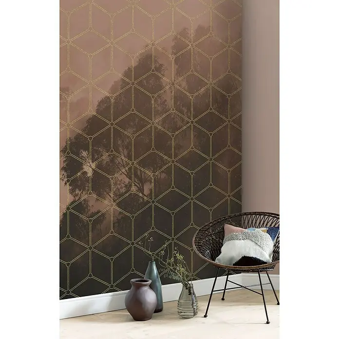 Komar Pure Fototapete Golden Grid - 2 -tlg., B x H: 200 x 250 cm, Vlies - Stimmungsaufnahme