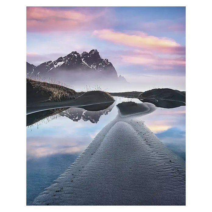 Komar Stefan Hefele Edition 1 Fototapete Glowing Vestrahorn - 2 -tlg., B x H: 200 x 250 cm, Vlies - Vorderansicht