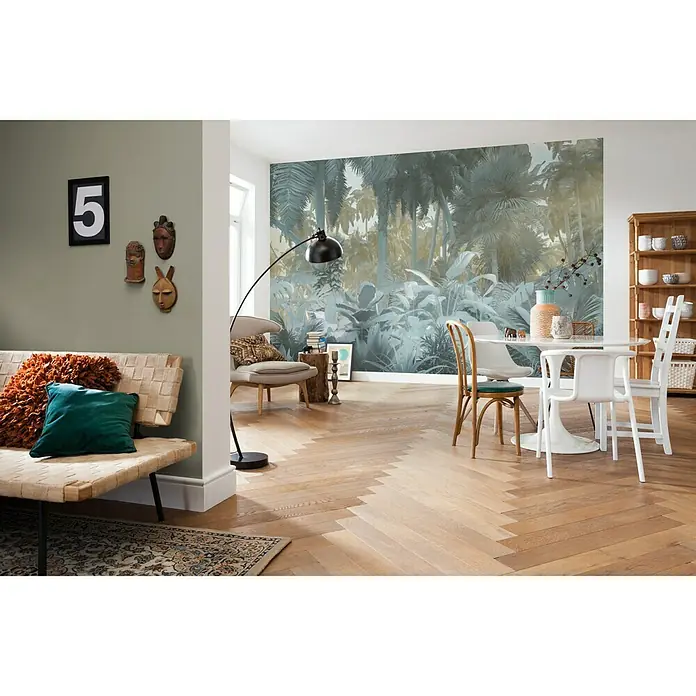 Komar Pure Fototapete Misty Jungle - 4 -tlg., B x H: 400 x 250 cm, Vlies - Stimmungsaufnahme