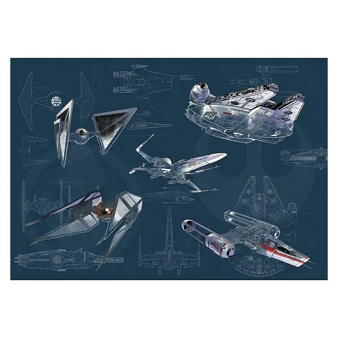 Komar Star Wars Fototapete Blueprint Dark - 8 -tlg., B x H: 400 x 280 cm, Vlies - Vorderansicht