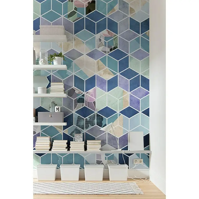 Komar Pure Fototapete Geometric Blue - 2 -tlg., B x H: 200 x 250 cm, Vlies - Stimmungsaufnahme