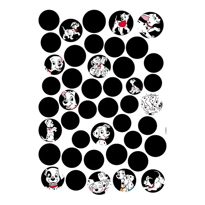 Komar Disney Edition 4 Dekosticker 101 Dalmatiner Dots - 44 -tlg., Schwarz/Weiß/Rot - Vorderansicht