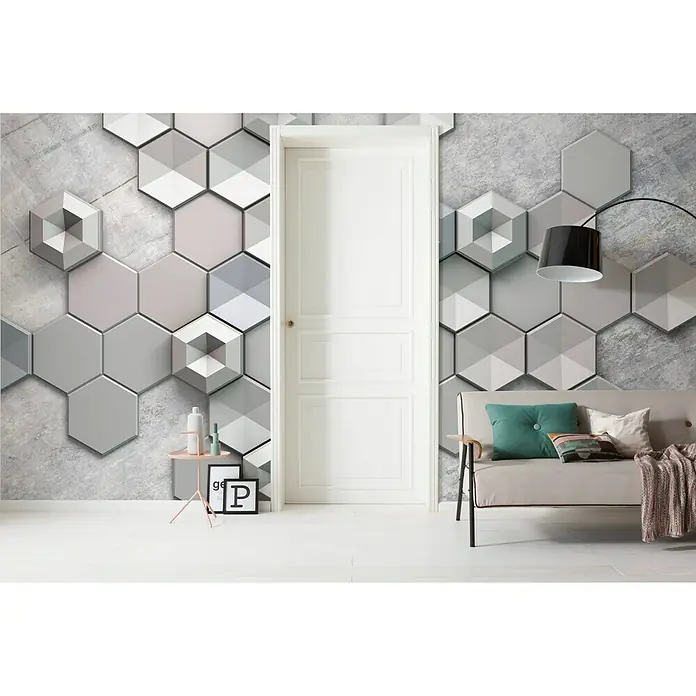 Komar Infinity Fototapete Hexagon Concrete - 4 -tlg., B x H: 400 x 250 cm, Vlies - Stimmungsaufnahme