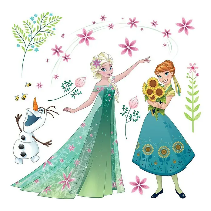 Komar Disney Edition 4 Fenstersticker Frozen Flower - 19 -tlg., Bunt, Adhäsionsfolie - Vorderansicht