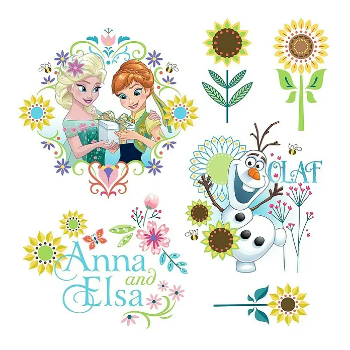Komar Disney Edition 4 Fenstersticker Frozen Flower - 19 -tlg., Bunt, Adhäsionsfolie - Vorderansicht
