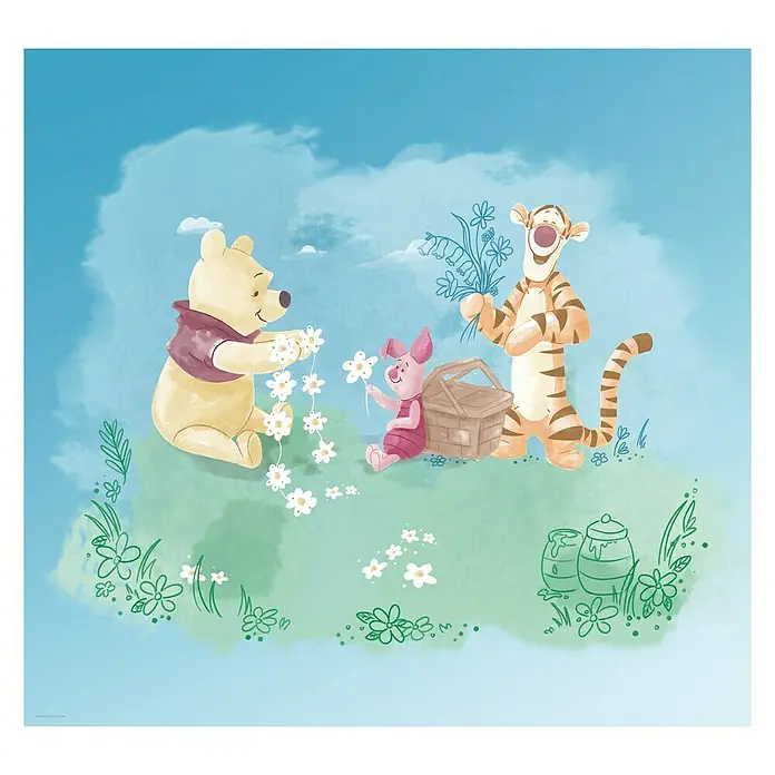 Komar Disney Edition 4 Fototapete Winnie Pooh Picnic - 6 -tlg., B x H: 300 x 280 cm, Vlies - Vorderansicht