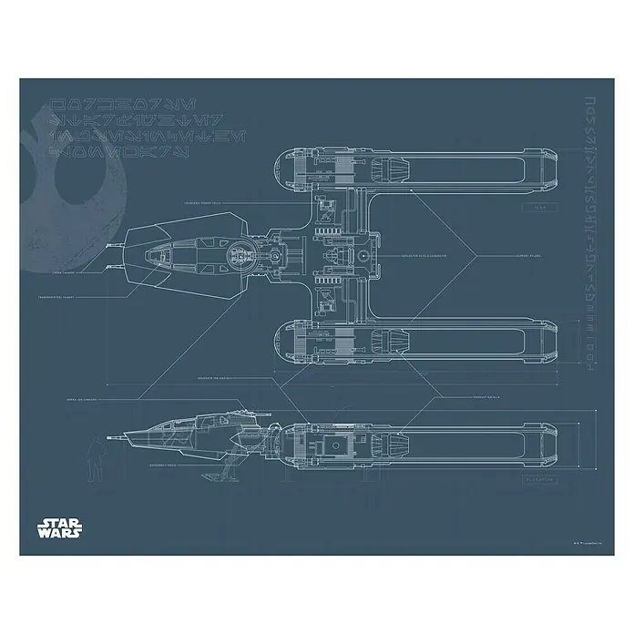 Komar Star Wars Poster EP9 Blueprint Y-Wing - Disney, B x H: 40 x 30 cm - Vorderansicht