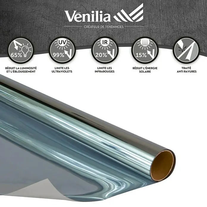 Vénilia Fensterfolie getönt - 2 x 1 m, Schwarz, Selbstklebend