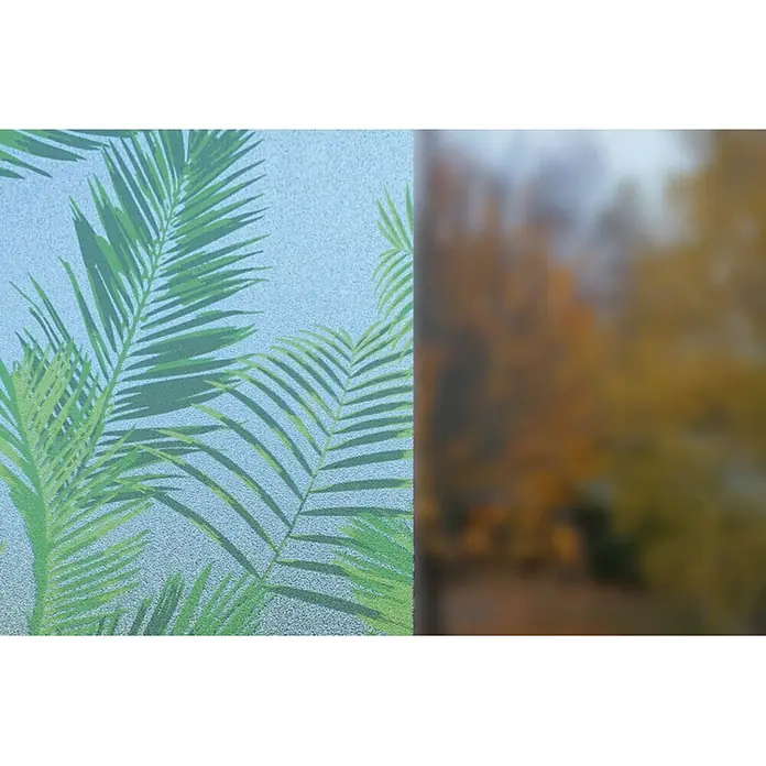 Vénilia Klebefolie Vitrostatic Palm Leaves - 1,5 m x 45 cm, Grün, Selbstklebend