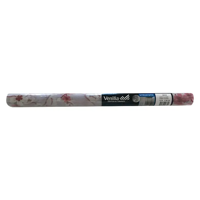 Vénilia Klebefolie Vitrostatic Cherry Flowers - 1,5 m x 45 cm, Rosa, Selbstklebend