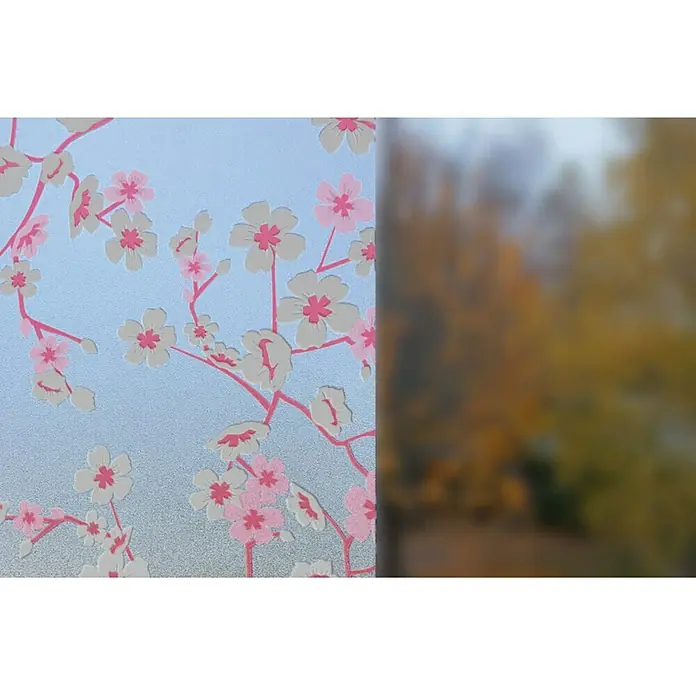 Vénilia Klebefolie Vitrostatic Cherry Flowers - 1,5 m x 45 cm, Rosa, Selbstklebend