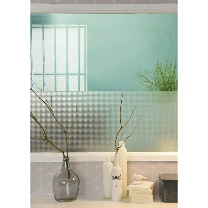 Vénilia Klebefolie Vitrostatic Karo klein - 1,5 m x 45 cm, Transparent, Selbstklebend