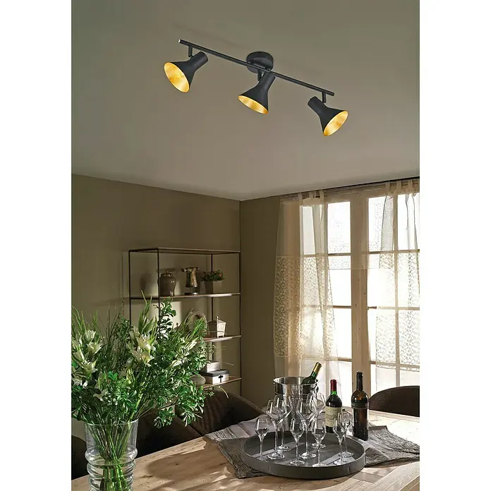 Reality Leuchten Nina Stropna spot svjetiljka Nina - 120 W, D x Š x V: 58 x 11 x 21 cm, Crne boje, E14, 3 Kom.