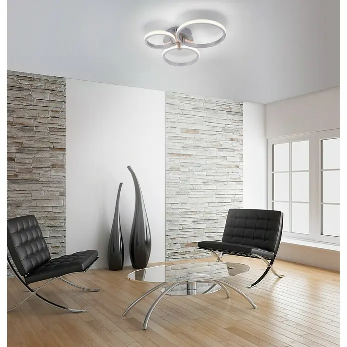 LeuchtenDirekt LED stropna svjetiljka Johanna - 18 W, D x Š x V: 49 x 40 x 8 cm, Srebrne boje, Topla bijela
