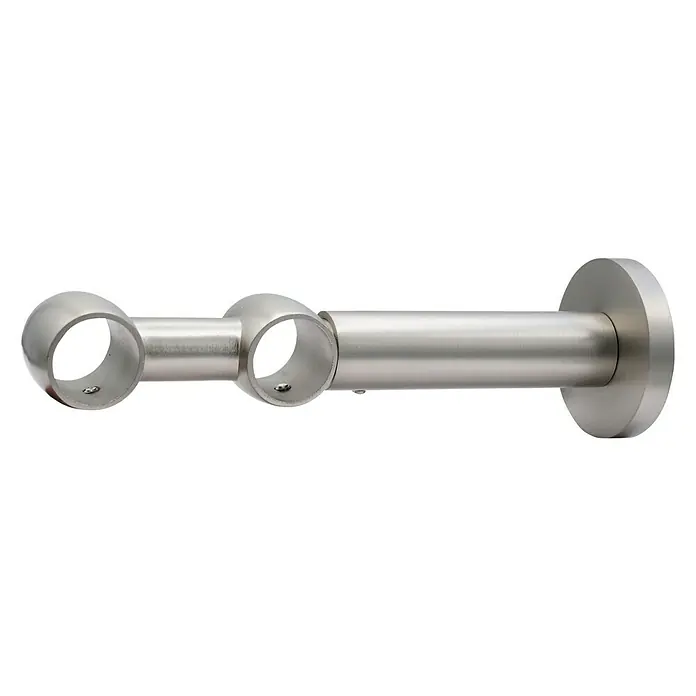 Dubbele steun Noble - Rvs-look, Geschikt voor: Gordijnroedes Ø 20 mm, Lengte: 18 cm - Top-down weergave