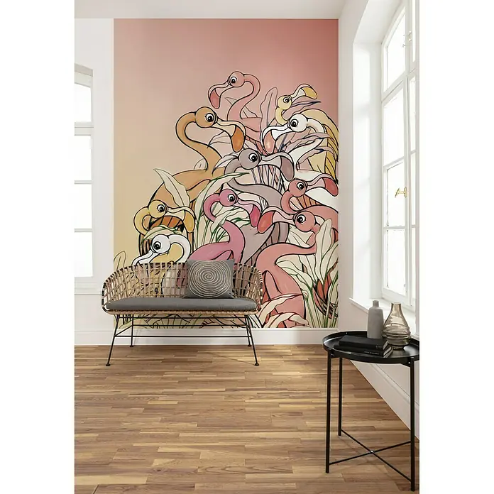 Komar Disney Edition 4 Fototapete Flamingos & Lillys - 4 -tlg., B x H: 200 x 280 cm, Vlies - Vorderansicht
