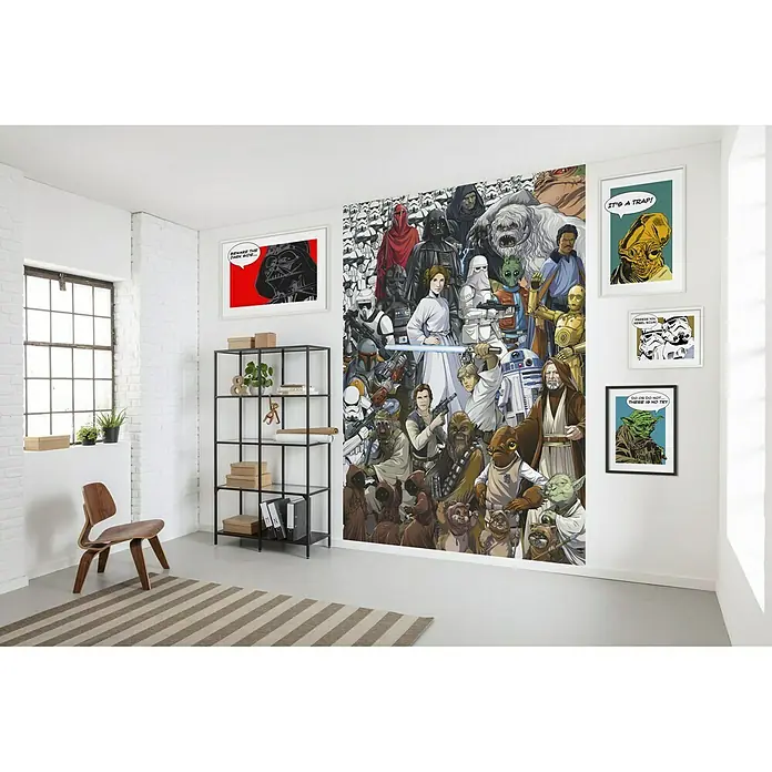Komar Star Wars Fototapete Cartoon Collage - 4 -tlg., B x H: 184 x 254 cm, Papier - Stimmungsaufnahme