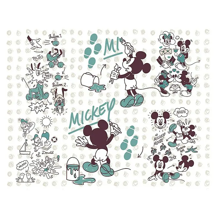 Komar Disney Edition 4 Fototapete Mickey & Friends - 7 -tlg., B x H: 350 x 280 cm, Vlies - Vorderansicht