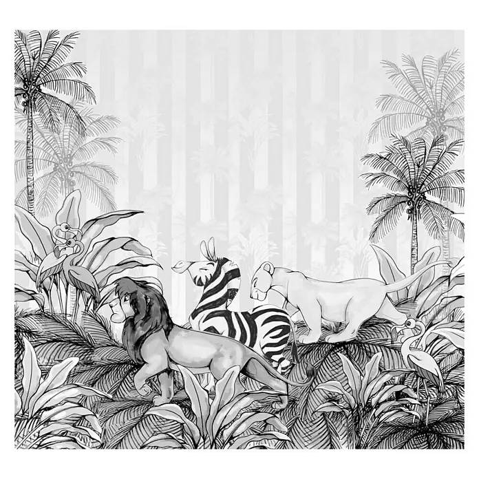 Komar Disney Edition 4 Fototapete Lion King Monochrome - 6 -tlg., B x H: 300 x 280 cm, Vlies - Vorderansicht