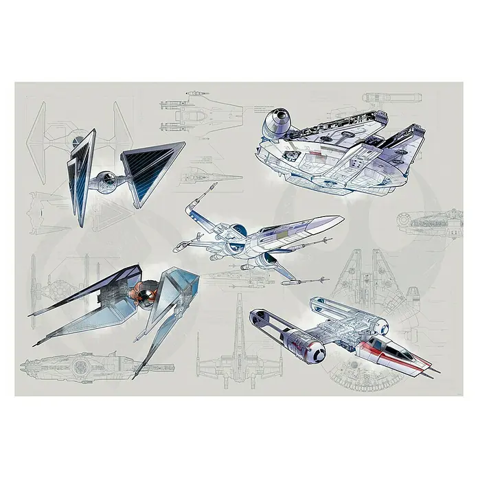 Komar Star Wars Fototapete Blueprint Light - 8 -tlg., B x H: 400 x 280 cm, Vlies - Vorderansicht