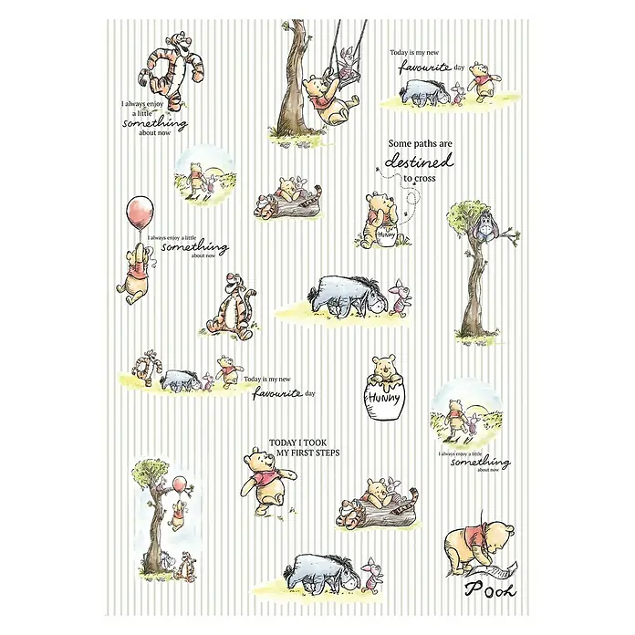 Komar Disney Edition 4 Fototapete Winnie Pooh Stripes - 4 -tlg., B x H: 200 x 280 cm, Vlies - Vorderansicht