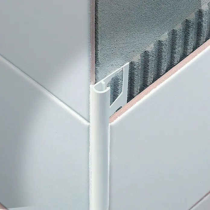 Fliesenprofil - PVC, Weiß, L x H: 2,7 m x 1 cm, Gerundet