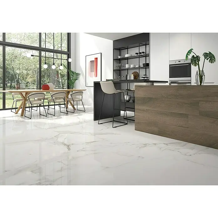 BHS Showroom Pavimento porcelánico Palatina Pulido - 120 x 120 cm, Blanco Carrara