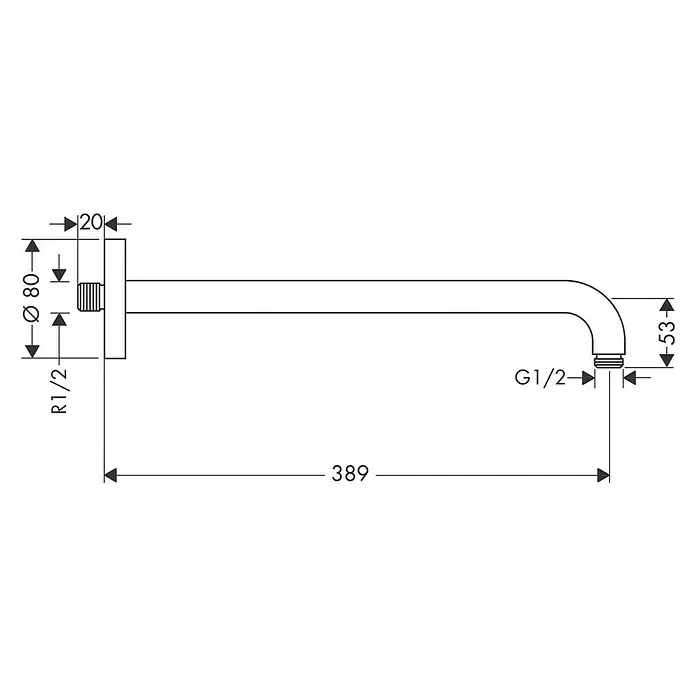 Hansgrohe Brazo de conexión S240 - Largo: 38,9 cm, Cromo, Brillante