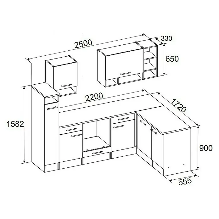 Respekta Winkelküche BEKBL250EWC - 172 x 250 cm, Weiß