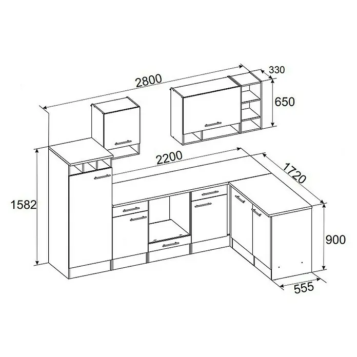 Respekta Winkelküche BEKBL280EWC - 172 x 280 cm, Weiß