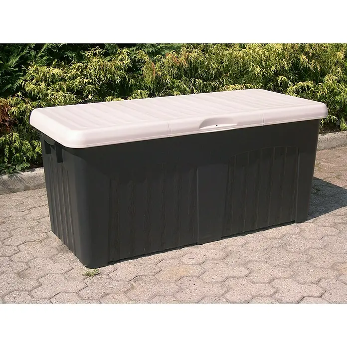 Progarden Kissenbox Pandora - 125 x 57 x 56 cm, Kunststoff, Anthrazit, Beige