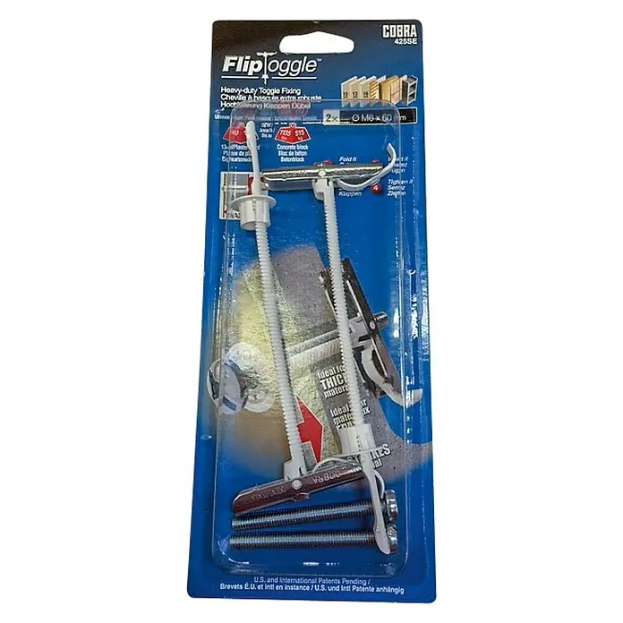 Cobra Federklappdübel FlipToggle - M5 x 60 mm, 10 Stk., Durchmesser Bohrloch: 12 mm