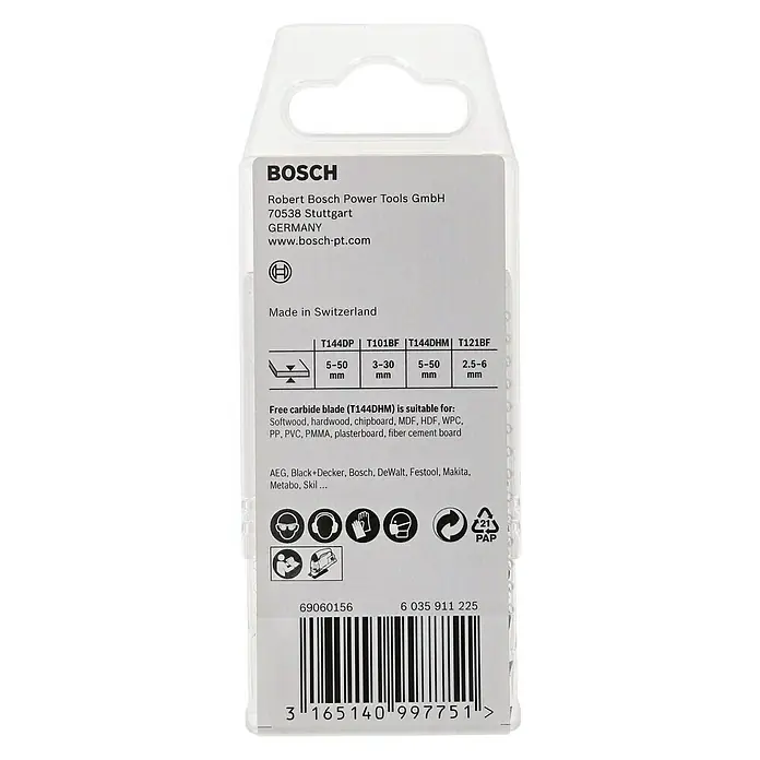 Bosch Stichsägeblatt-Set Wood and Metal - Holz, 15 -tlg., T-Schaft - Rückansicht