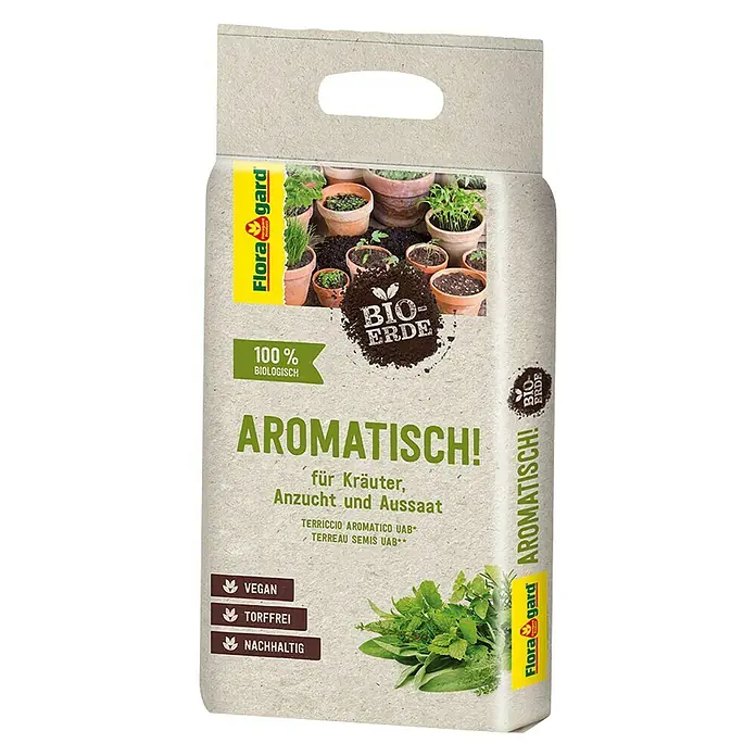 Floragard Bio-Kräuter- & Aussaaterde Aromatisch! - 3 l - Linke Seitenansicht