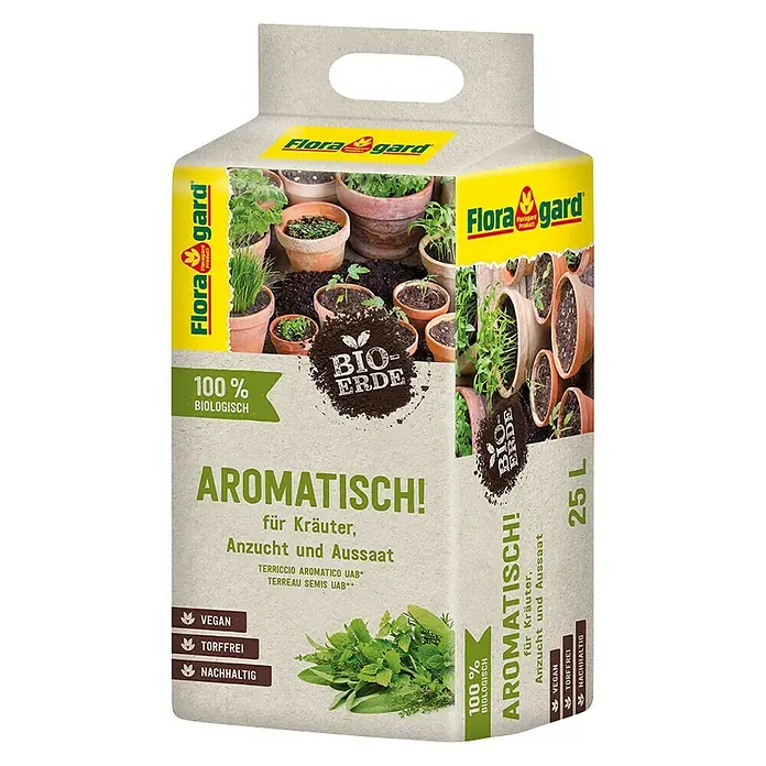 Floragard Bio-Kräuter- & Aussaaterde Aromatisch! - 25 l - Linke Seitenansicht