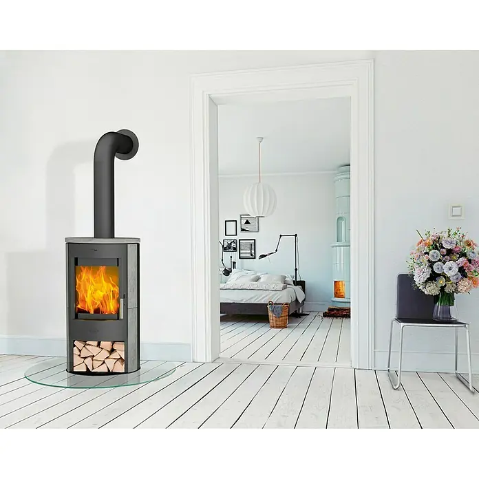Fireplace Kaminofen Zaria Speckstein - 6 kW, Raumheizvermögen: 108 m³, Material Abdeckung: Speckstein, Grau/Schwarz