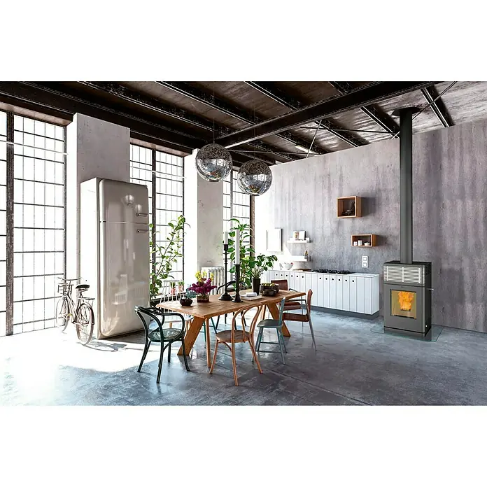 Fireplace Pelletofen Gravio - 4 kW - 8 kW, Raumheizvermögen: 144 m³, Anthrazit