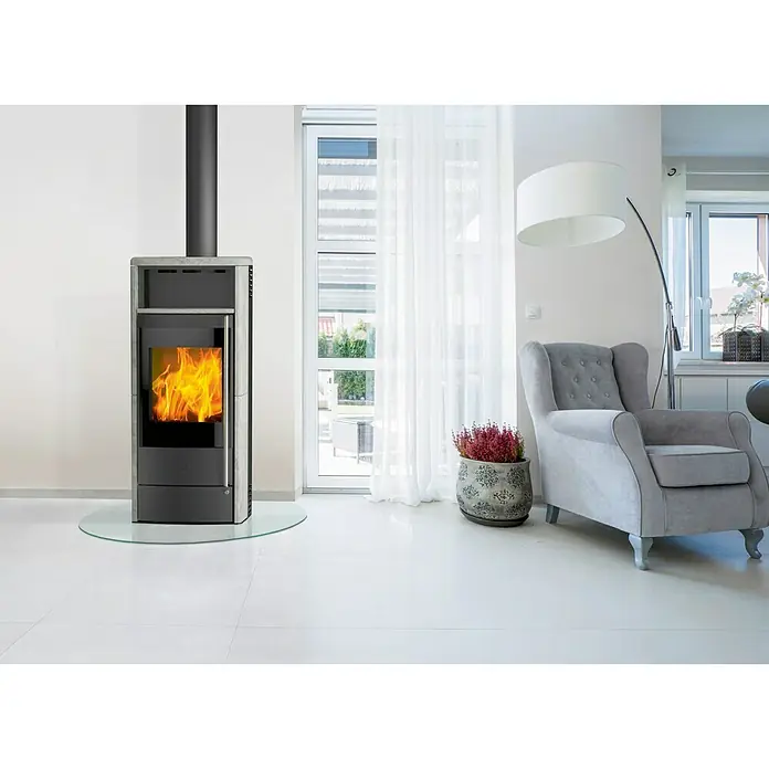 Fireplace Kaminofen Teramo RLU - 6 kW, Raumheizvermögen: 108 m³, Verkleidung: Speckstein, Schwarz