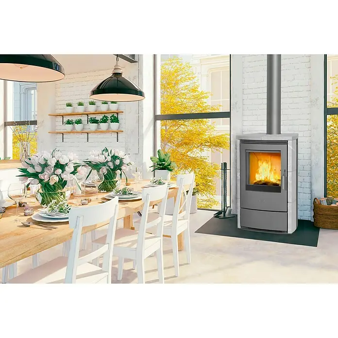Fireplace Dauerbrandofen Meltemi - 7 - 8 kW, Raumheizvermögen: 126 m³, Verkleidung: Speckstein, Gussgrau