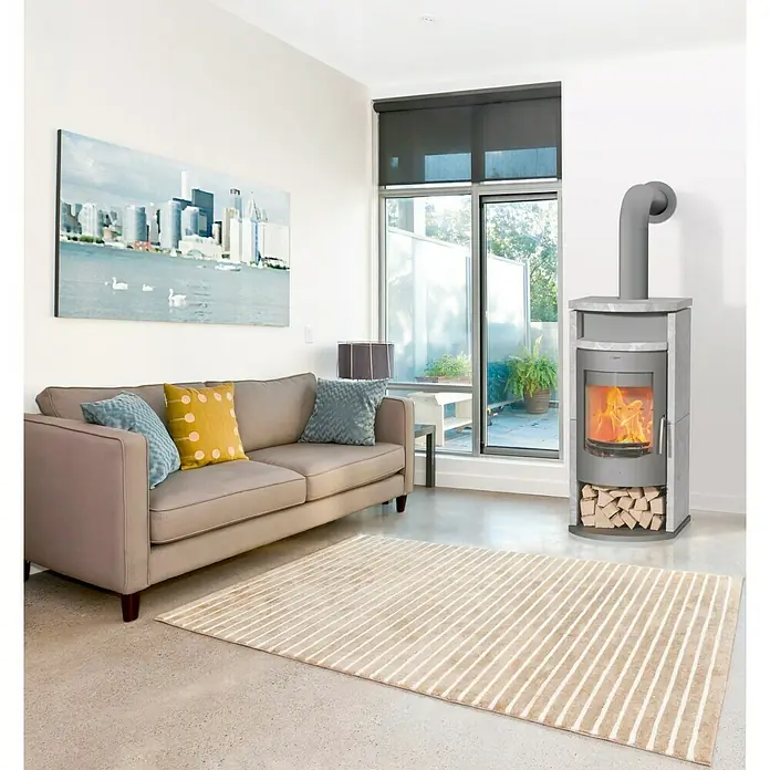 Fireplace Kaminofen Barcelona - 8 kW, Raumheizvermögen: 144 m³, Verkleidung: Speckstein, Gussgrau