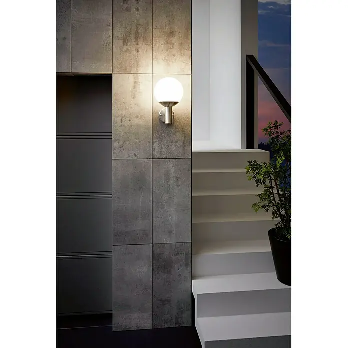 Eglo LED-Außenwandleuchte Nisia-C - 9 W, Edelstahl/Weiß, IP44