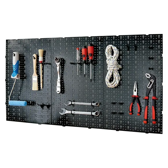Panel perforado - An x Al: 30 x 49 cm, 3 piezas, Negro